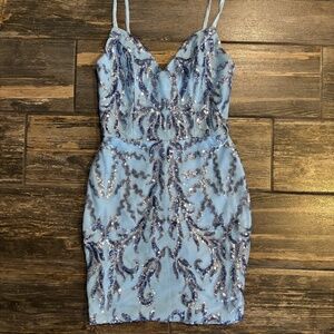 BRAND NEW Light Blue Sequin Mini Dress